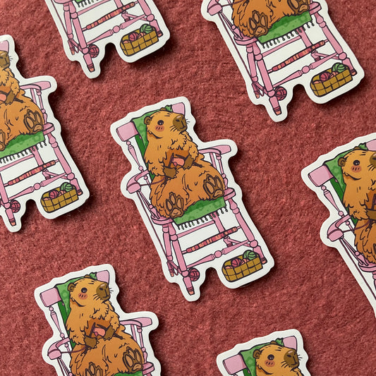 Knitting Capybara Sticker